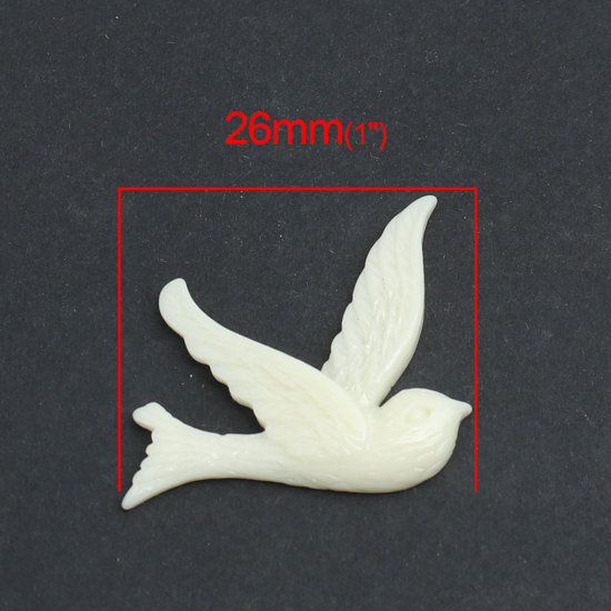 Picture of Resin Embellishments Bird Animal Ivory 26mm(1") x 23mm( 7/8"), 50 PCs