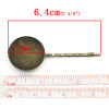 Picture of 2 PCs Brass Hair Clips Findings Antique Bronze Round Ripple Cabochon Settings (Fits 25mm Dia.) 64mm x 26mm
