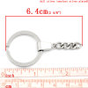 Picture of Iron Based Alloy Keychain & Keyring Round Silver Tone 6.2cm x 3cm, 10 PCs