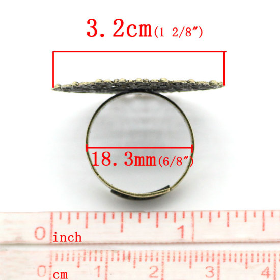 Picture of Brass Adjustable Filigree Stamping Rings Flower Antique Bronze 18.3mm( 6/8") (US Size 8), 1 Piece                                                                                                                                                             