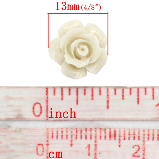 Picture of (Grade D) Coral (Imitation) Loose Beads Flower Creamy-White About 13mm( 4/8") x 12mm( 4/8"), Hole: Approx 1mm, 20 PCs