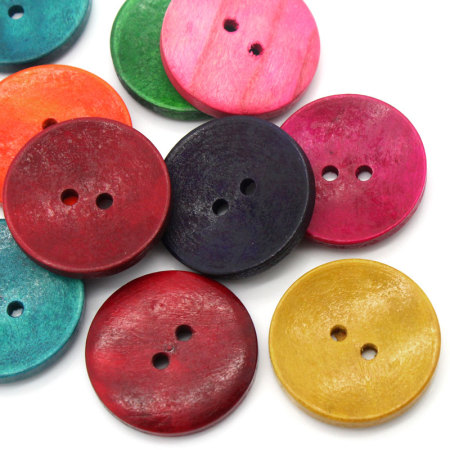 Picture of Natural Wood Sewing Button Scrapbooking Round At Random
