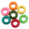 Picture of Wood Spacer Beads Circle Ring Donut At Random Mixed About 15mm Dia, Hole: Approx 7mm, 200 PCs