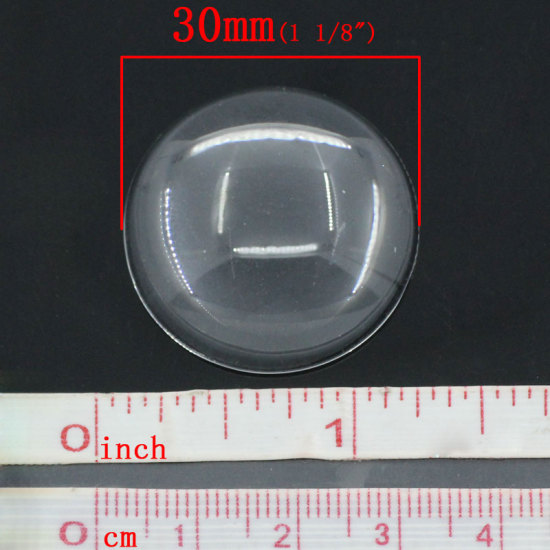 Bild von Transparent Glas Cabochons Glaskuppel Rund Klar 30mm D., 10 Stück