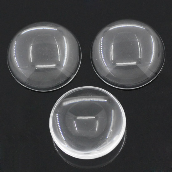 Bild von Transparent Glas Cabochons Glaskuppel Rund Klar 30mm D., 10 Stück