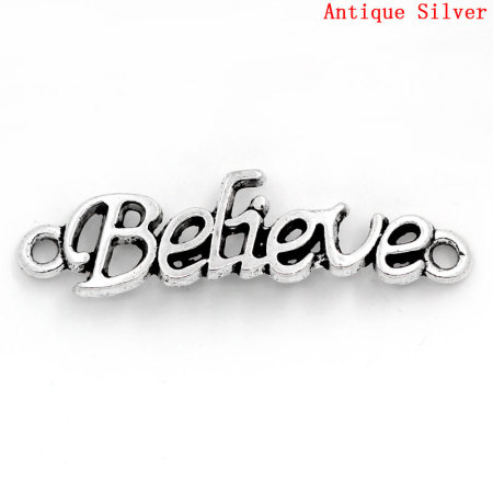 Изображение Фурнитура для Коннектора "Believe" 36*10мм Античное Серебро ,30 шт/уп