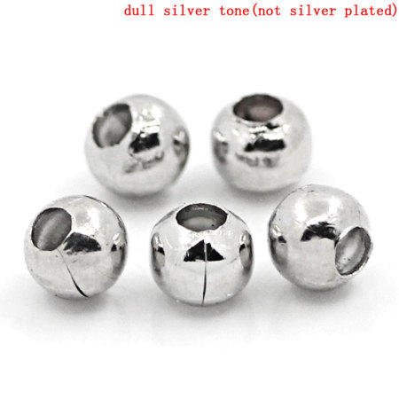 Image de 1000 Pcs Perles pour DIY Fabrication de Bijoux en Alliage de Fer Argent Mat Balle 3mm Dia, Trou: env. 1.5mm