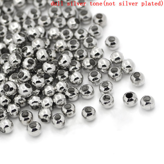 合金 シード ビーズ ボール シルバートーン 約3mm 直径、 　穴：約1.5mm、 1000 PCs の画像