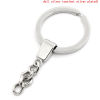 Picture of Iron Based Alloy Keychain & Keyring Round Silver Tone 6.2cm x 3cm, 100 PCs