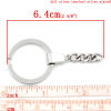 Picture of Iron Based Alloy Keychain & Keyring Round Silver Tone 6.2cm x 3cm, 100 PCs