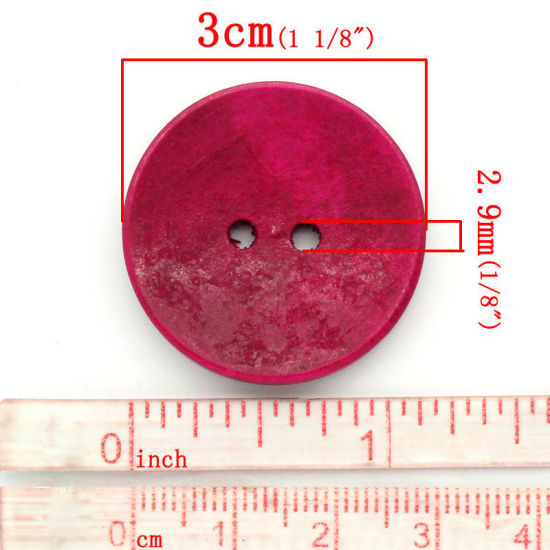 Image de Bouton de Couture en Bois Naturel 2 Trous Rond Couleur au Hasard 3cm Dia, 500 PCs