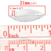 Picture of 60 PCs Iron Based Alloy Charms Silver Plated Leaf 21mm x 7.5mm