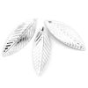 Picture of 60 PCs Iron Based Alloy Charms Silver Plated Leaf 21mm x 7.5mm