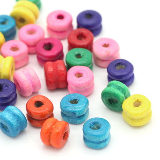 Picture of Wood Spacer Beads Dumbbell At Random Mixed About 6mm x 6mm, Hole: Approx 2mm, 1000 PCs