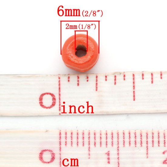 Image de Perles en Bois Colonne Haltère Couleur au Hasard 6mm x 6mm, Tailles de Trous: 2mm, 1000 Pcs