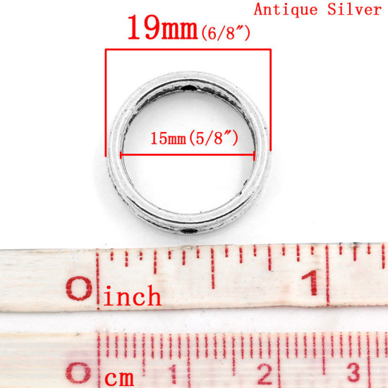 亜鉛合金 スペーサ ビーズ 円形 銀古美 約19mm 直径、 　穴：約1.5mm、 50 PCs の画像
