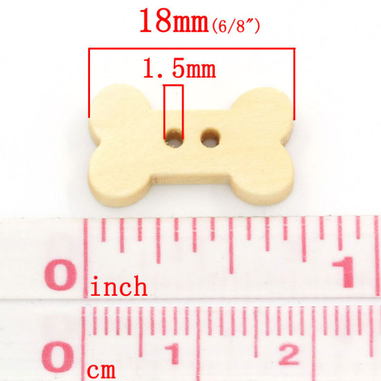 Picture of Natural Wood Sewing Buttons Scrapbooking 2 Holes Bone 18mm( 6/8") x 10mm( 3/8"), 100 PCs