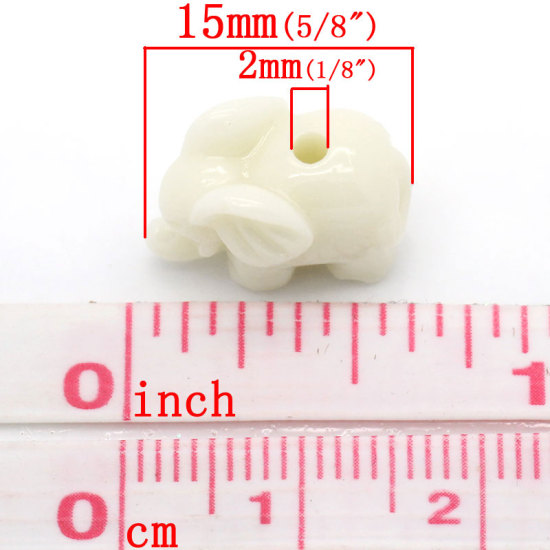 Image de (Classement D) Perle en Corail (Imitation) Eléphant Beige 15mm x 11mm, Taille de Trou: 2mm, 20 PCs