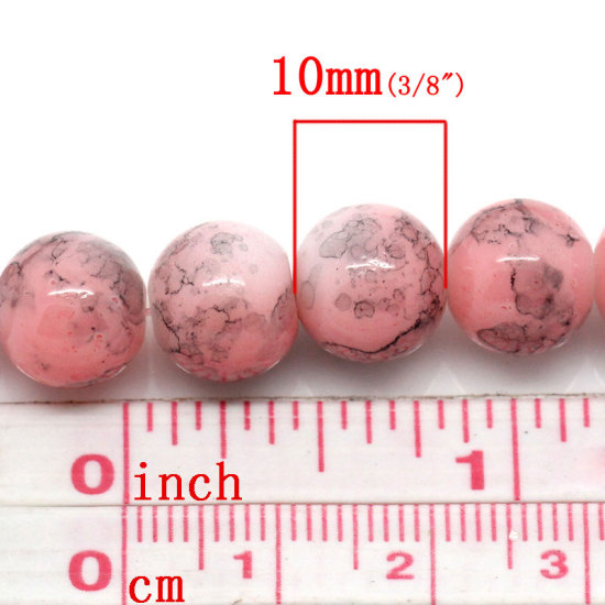 Bild von 3Stränge Rosa Rund Glasperlen Beads 10mm D. B24393