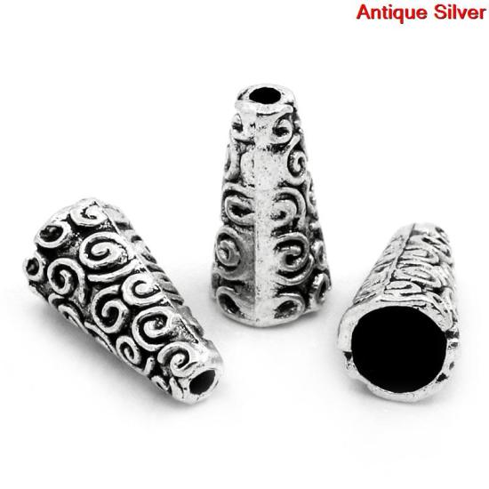 Imagen de Cuentas Espaciador Zamak Cono,Plata Antigua 18mm x 9mm, Agujero: acerca de 2mm, 50 Unidades