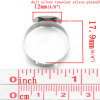 Picture of Zinc Based Alloy Adjustable Glue-On Rings Round Silver Tone (Fits 12mm Dia) 17.9mm( 6/8")(US Size 7.5), 20 PCs