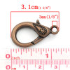 Picture of Zinc Based Alloy Lobster Clasps Antique Copper Dot Carved 31mm x 17mm, 10 PCs