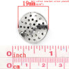 Picture of Zinc Based Alloy Pin Brooches Findings Round Silver Tone 19mm Dia.( 6/8"), 20 PCs