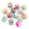 Picture of Acrylic Bubblegum Beads Ball At Random Mixed AB Color Stripe Pattern About 8mm Dia, Hole: Approx 1.5mm, 30 PCs