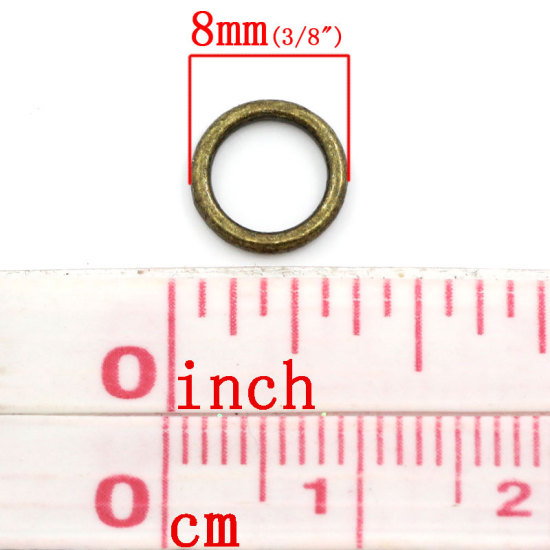 Immagine di 200 Pz 8mm Dia, 1.5mm(15 misura) Lega di Zinco Chiuso Stile Anello di Salto Bronzo Antico Tondo