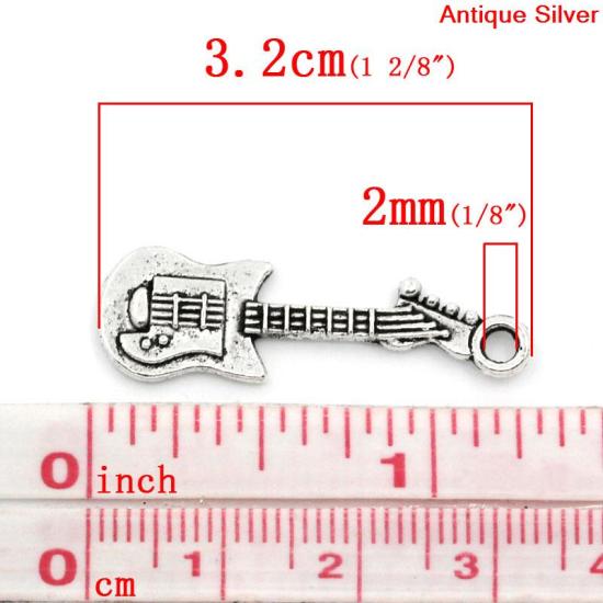 Picture of Charm Pendants Guitar Antique Silver Color 3.2x1cm,50PCs