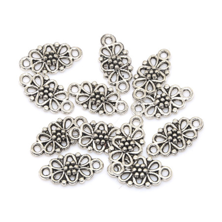 Picture of Connectors Findings Flower Antique Silver Color 16x8mm,100PCs