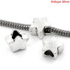 Picture of Zinc Metal Alloy European Style Large Hole Charm Beads Star Antique Silver Color Color Plated About 12mm x 11mm, Hole: Approx 5mm, 30 PCs