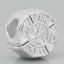Picture of Zinc Metal Alloy European Style Large Hole Charm Beads Round Silver Plated Message "Fire Dept" Carved Color Plated About 12mm x 11mm, Hole: Approx 4.5mm, 20 PCs