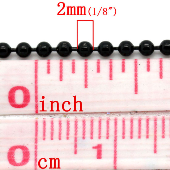 Bild von Eisen(Legierung) Kugelkette Kette Schwarz 2mm D., 10 Meter