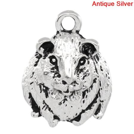 Pendentifs Animaux en Alliage de Zinc Forme Rat Argent Vieilli 18mm x 14mm, 30 Pcs