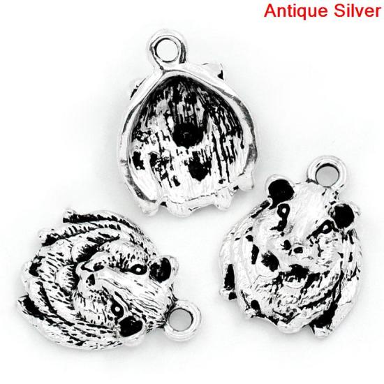 Immagine di Lega di Zinco Charm Ciondoli Topo Argento Antico Nulla Disegno 18.0mm x 14.0mm, 30 Pz