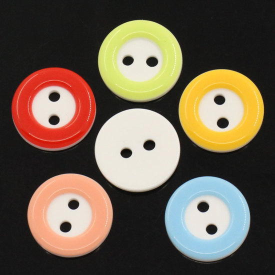 Picture of Resin Sewing Buttons Scrapbooking 2 Holes Round Mixed 13mm(4/8") Dia, 200 PCs