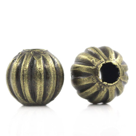 Immagine di Lega di Zinco Separatori Perline Zucca Bronzo Antico Placcato Striscia Disegno Circa 6mm Dia, Foro:Circa 1.9mm, 200 Pz