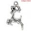 Picture of Zinc Metal Alloy Christmas Charm Pendants Sika Deer Animal Antique Silver Color 23mm x 14mm( 7/8"x 4/8"), 100 PCs
