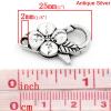 Picture of Zinc Based Alloy Lobster Clasps Antique Silver Color Flower Carved 25mm x 14mm, 15 PCs
