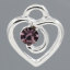 Image de Pendentifs en Alliage de zinc+Strass Forme Cœur Plaqué argent, avec Strass Pourpre 13.0mm x 12.0mm, 30 Pièces 