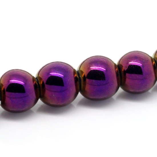 Picture of Hematite Beads Round Purple & Golden About 8mm( 3/8") Dia, Hole: Approx 1.6mm, 38cm(15") long, 1 Strand (Approx 53 PCs/Strand)