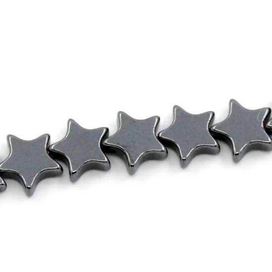 Picture of Hematite Beads Pentagram Star Color Plated About 7mm x 6mm, Hole: Approx 1mm, 39cm(15 3/8") long, 2 Strands (Approx 76 PCs/Strand)