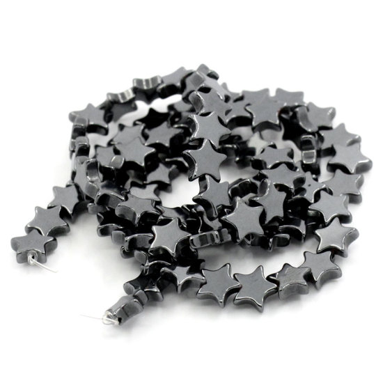 Picture of Hematite Beads Pentagram Star Color Plated About 7mm x 6mm, Hole: Approx 1mm, 39cm(15 3/8") long, 2 Strands (Approx 76 PCs/Strand)