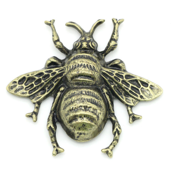 Bild von Zinklegierung Cabochons Biene Bronzefarbe 40mm x 35mm, 5 Stück 