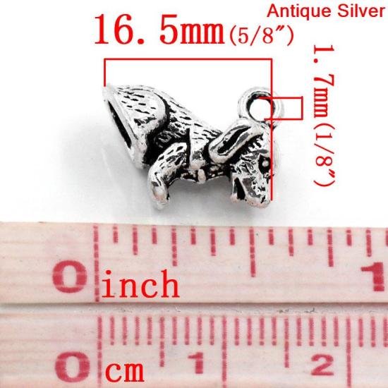 Picture of Zinc Metal Alloy Charm Pendants Dog Animal Antique Silver Color 16.5mm( 5/8") x 14mm( 4/8"), 30 PCs