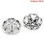 Immagine di Lega di Zinco Coppette Copriperla Fiore Argento Antico (Addetti 12mm-14mm Perline) Cuore Disegno 10mm x 10mm, 100 Pz