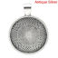 Picture of 50 PCs Zinc Based Alloy Cabochon Settings Pendants Round Disc Antique Silver Color Stripe (Fits 25mm Dia.) 3.6cm x 2.8cm
