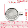 Picture of 50 PCs Zinc Based Alloy Cabochon Settings Pendants Round Disc Antique Silver Color Stripe (Fits 25mm Dia.) 3.6cm x 2.8cm