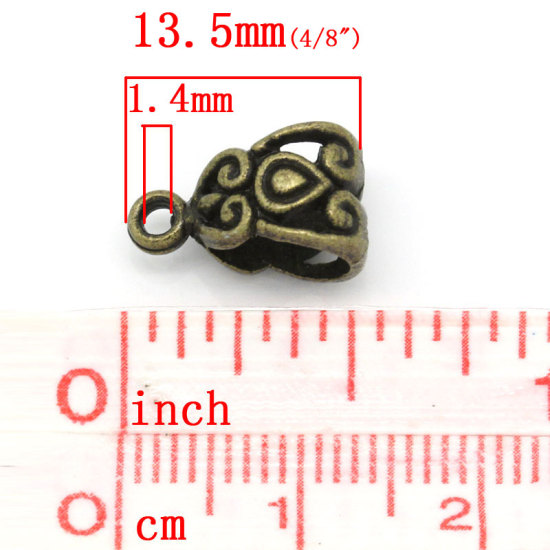 Bild von European Stil Zinklegierung Element Perlen Für European Armband Dreieck Bronzefarbe 5 Stücke.6mm x 7.6mm, 1.4mm, 13.5mm x 7.5mm, 100 Stücke